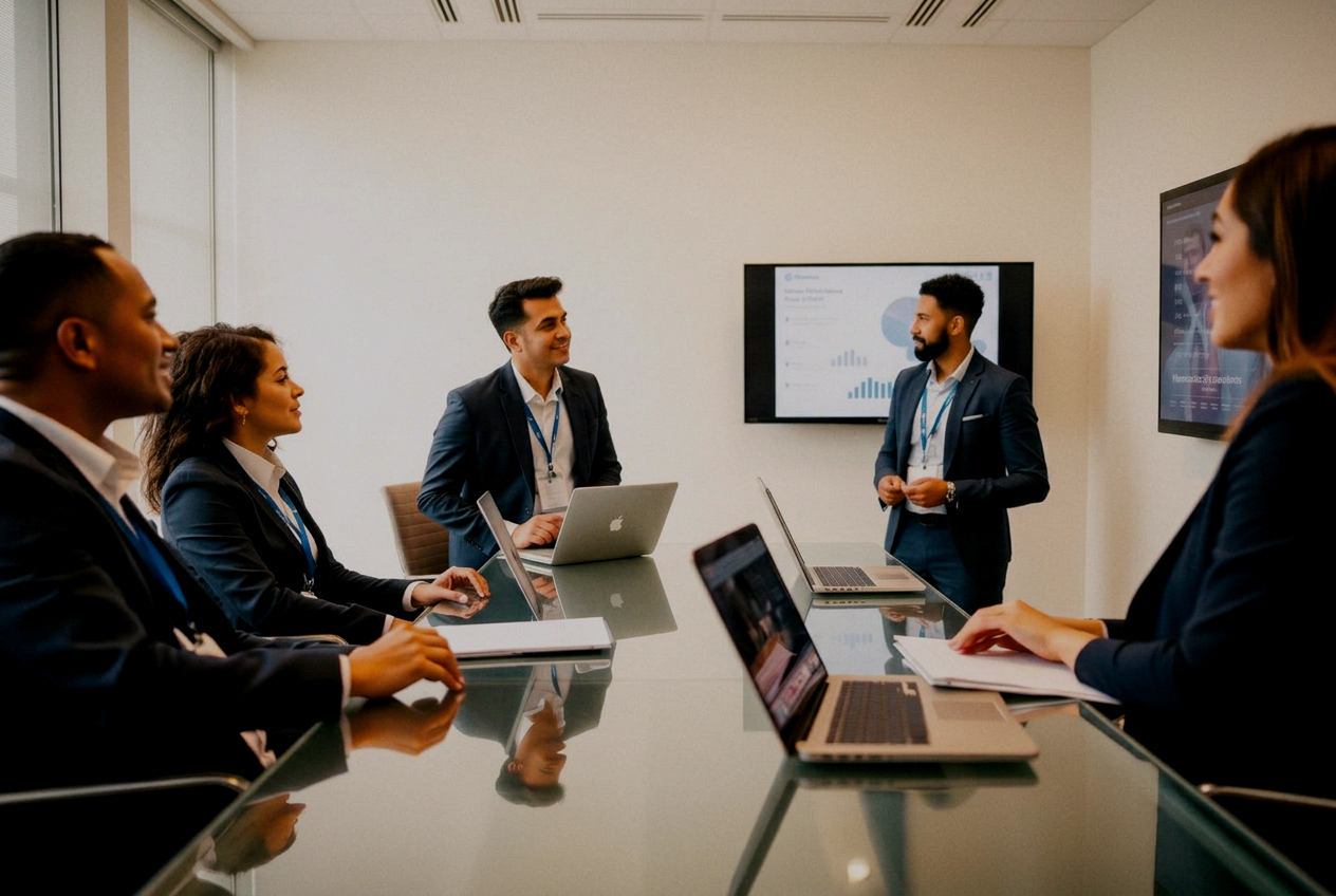 Growth Academy team in a training session in the New York office conference room